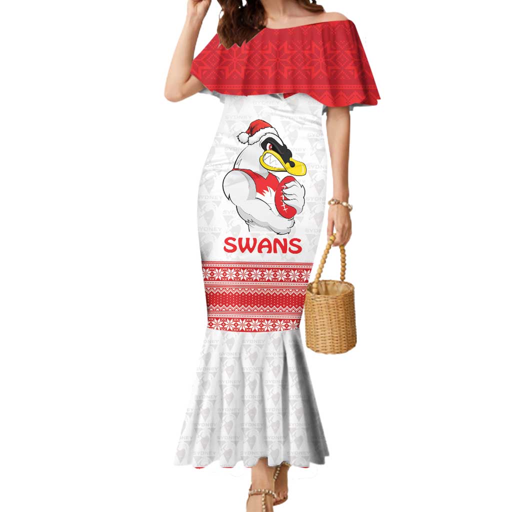 AFL Sydney Christmas Personalised Mermaid Dress with Swans Mascot Simple Style