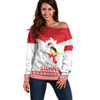 AFL Sydney Christmas Personalised Off Shoulder Sweater with Swans Mascot Simple Style