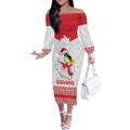 AFL Sydney Christmas Personalised Off The Shoulder Long Sleeve Dress with Swans Mascot Simple Style
