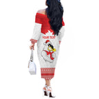 AFL Sydney Christmas Personalised Off The Shoulder Long Sleeve Dress with Swans Mascot Simple Style