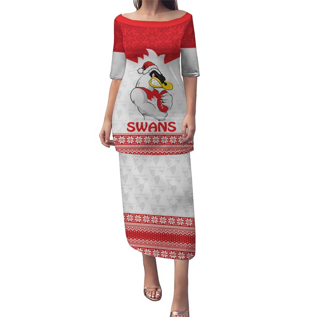 AFL Sydney Christmas Personalised Puletasi with Swans Mascot Simple Style