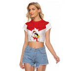 AFL Sydney Christmas Personalised Raglan Cropped T Shirt with Swans Mascot Simple Style