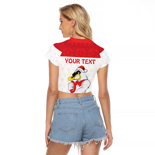 AFL Sydney Christmas Personalised Raglan Cropped T Shirt with Swans Mascot Simple Style