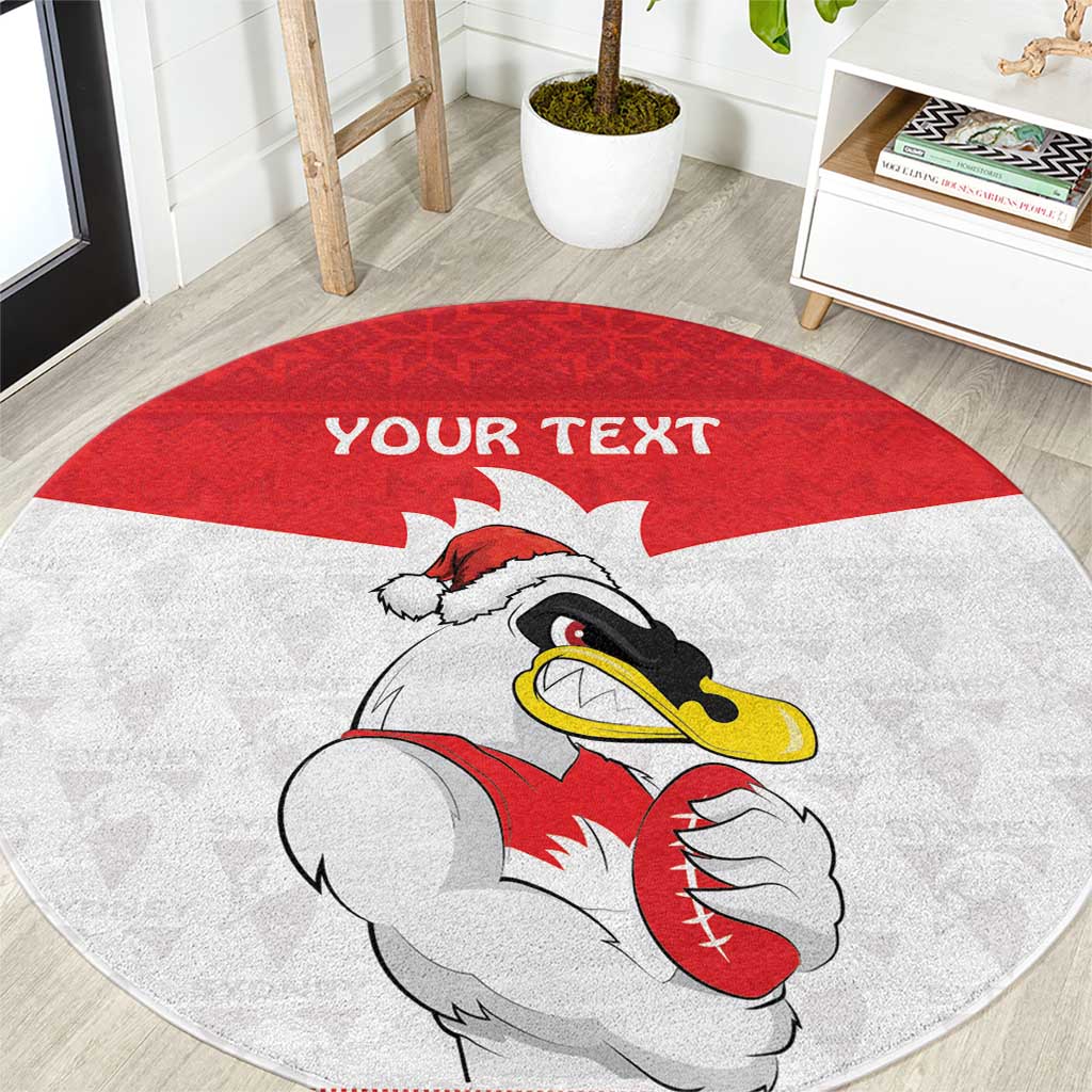 AFL Sydney Christmas Personalised Round Carpet with Swans Mascot Simple Style