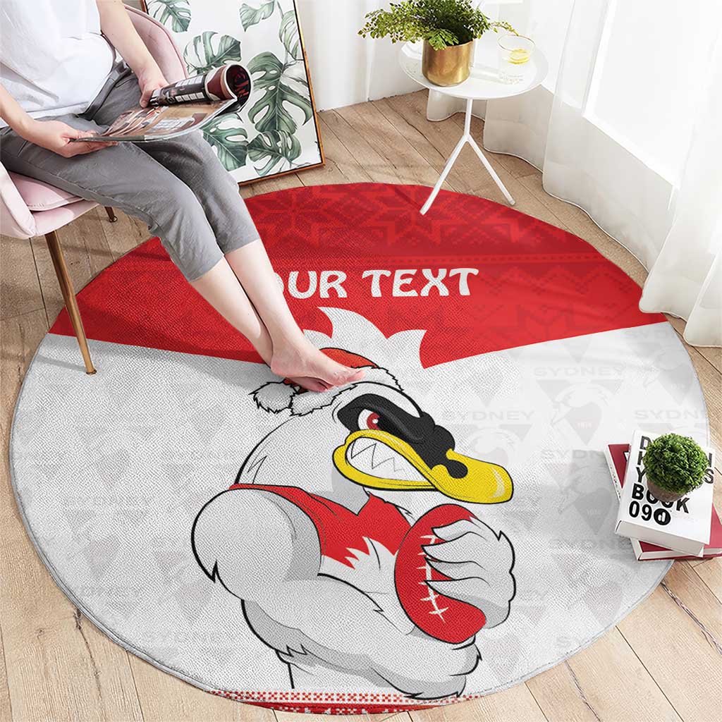 AFL Sydney Christmas Personalised Round Carpet with Swans Mascot Simple Style