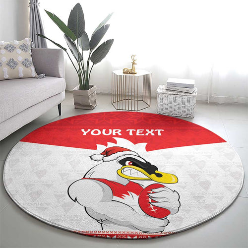 AFL Sydney Christmas Personalised Round Carpet with Swans Mascot Simple Style