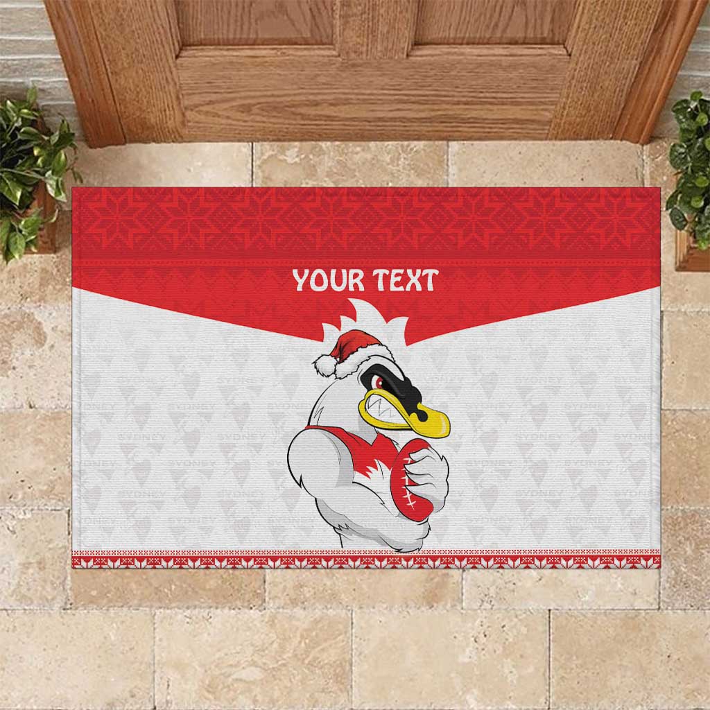 AFL Sydney Christmas Personalised Rubber Doormat with Swans Mascot Simple Style