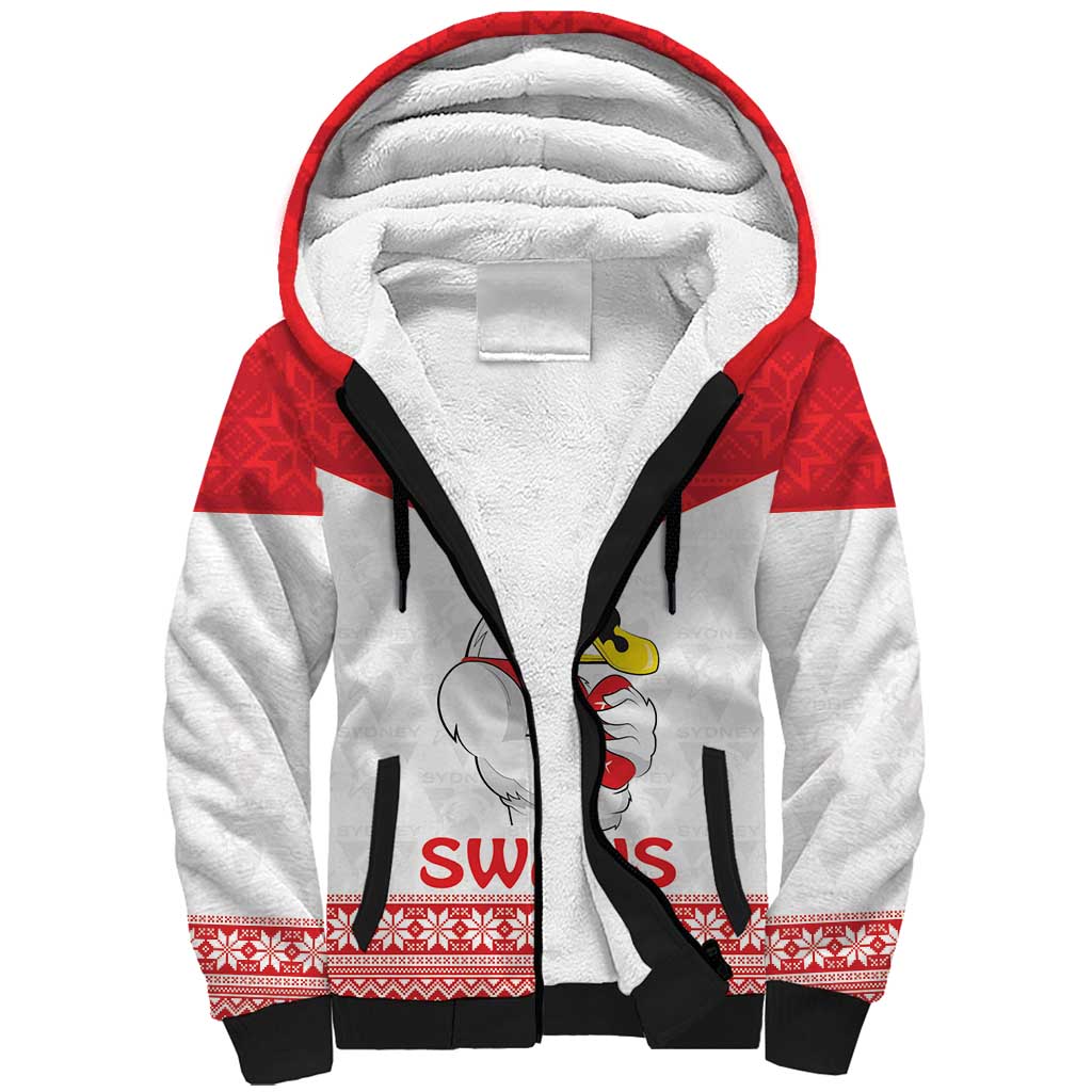 AFL Sydney Christmas Personalised Sherpa Hoodie with Swans Mascot Simple Style
