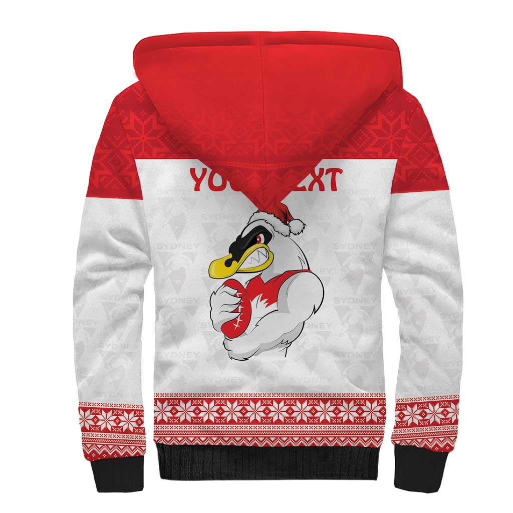 AFL Sydney Christmas Personalised Sherpa Hoodie with Swans Mascot Simple Style