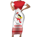 AFL Sydney Christmas Personalised Short Sleeve Bodycon Dress with Swans Mascot Simple Style