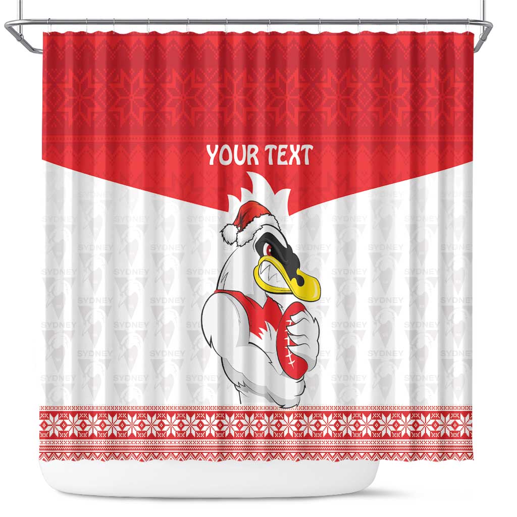 AFL Sydney Christmas Personalised Shower Curtain with Swans Mascot Simple Style