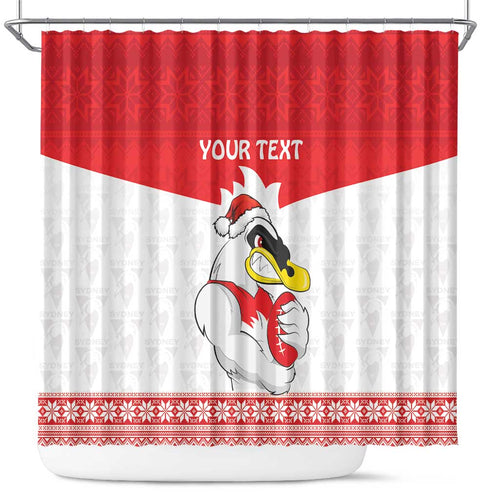 AFL Sydney Christmas Personalised Shower Curtain with Swans Mascot Simple Style