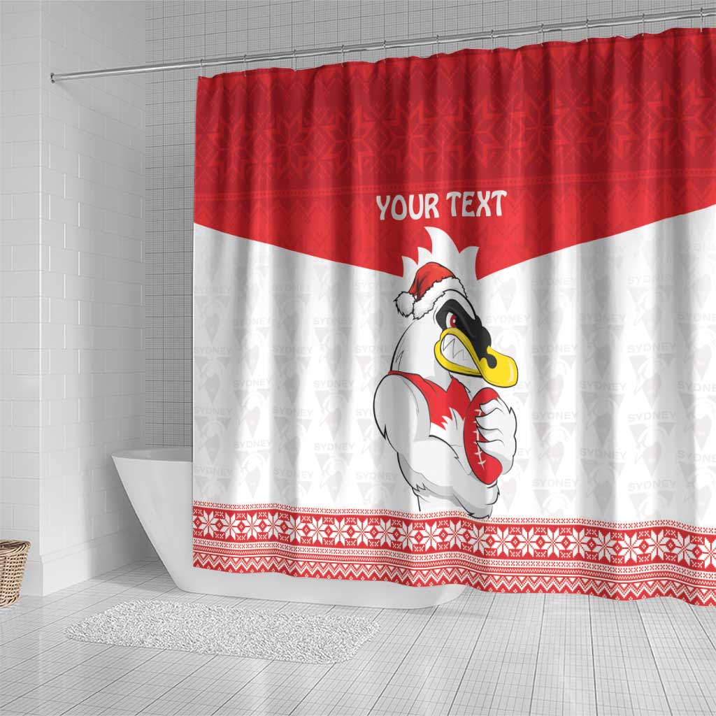 AFL Sydney Christmas Personalised Shower Curtain with Swans Mascot Simple Style