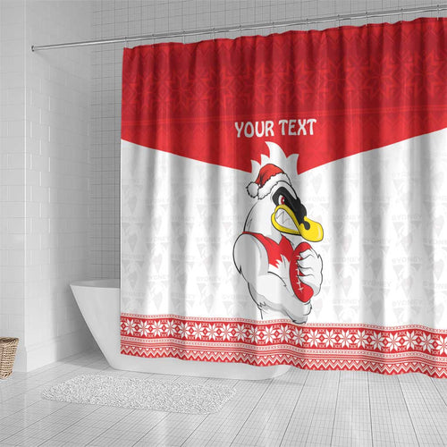 AFL Sydney Christmas Personalised Shower Curtain with Swans Mascot Simple Style