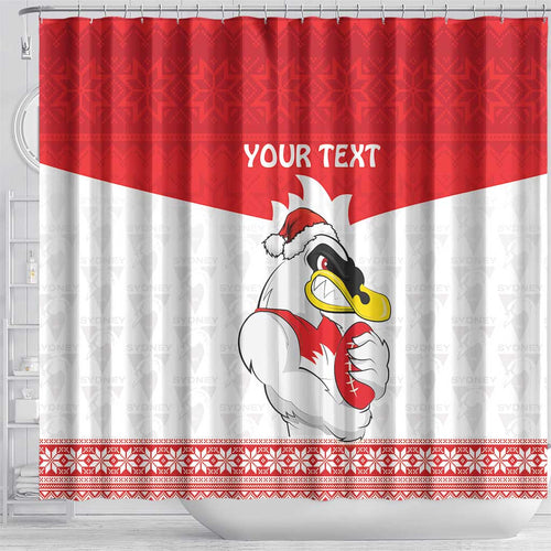 AFL Sydney Christmas Personalised Shower Curtain with Swans Mascot Simple Style
