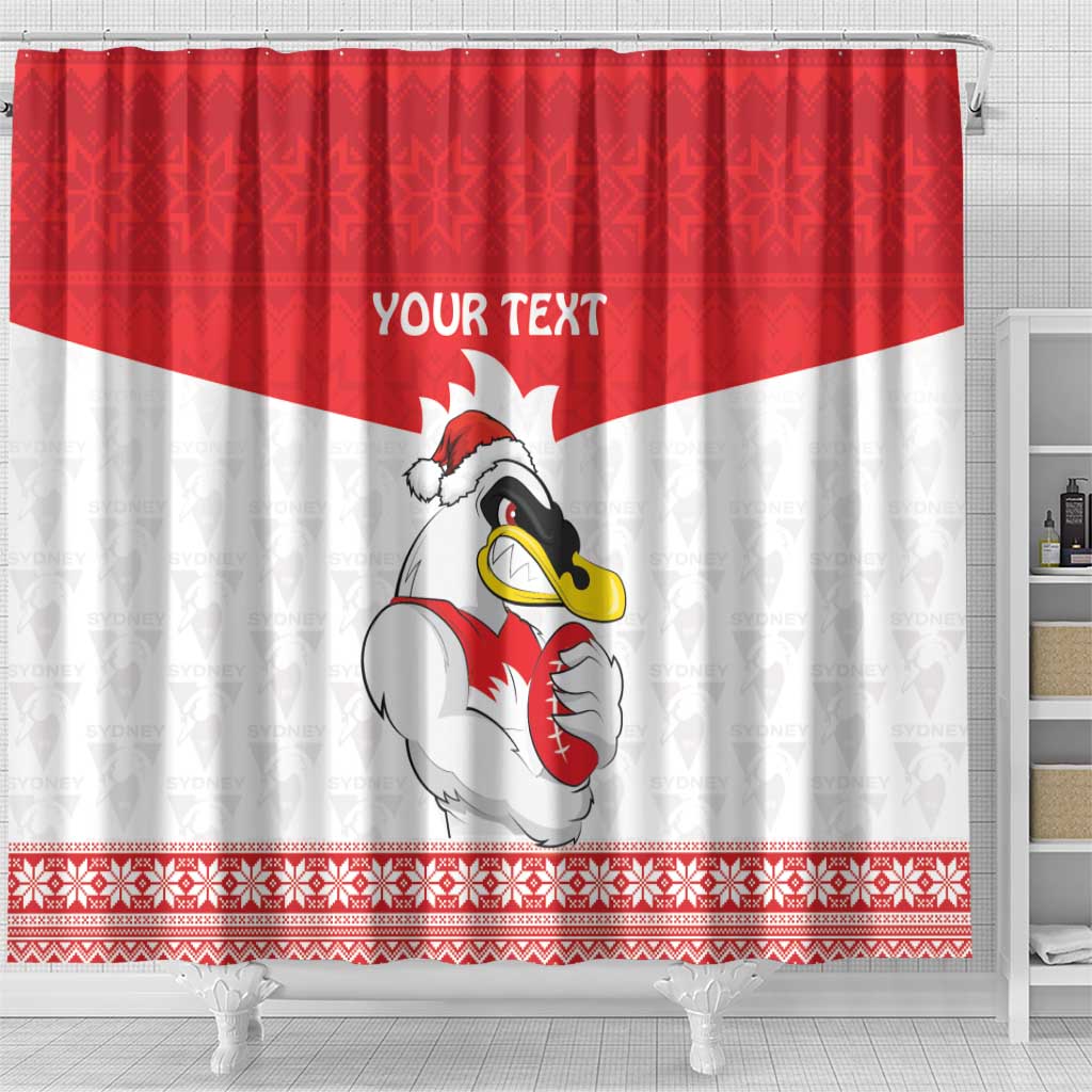 AFL Sydney Christmas Personalised Shower Curtain with Swans Mascot Simple Style