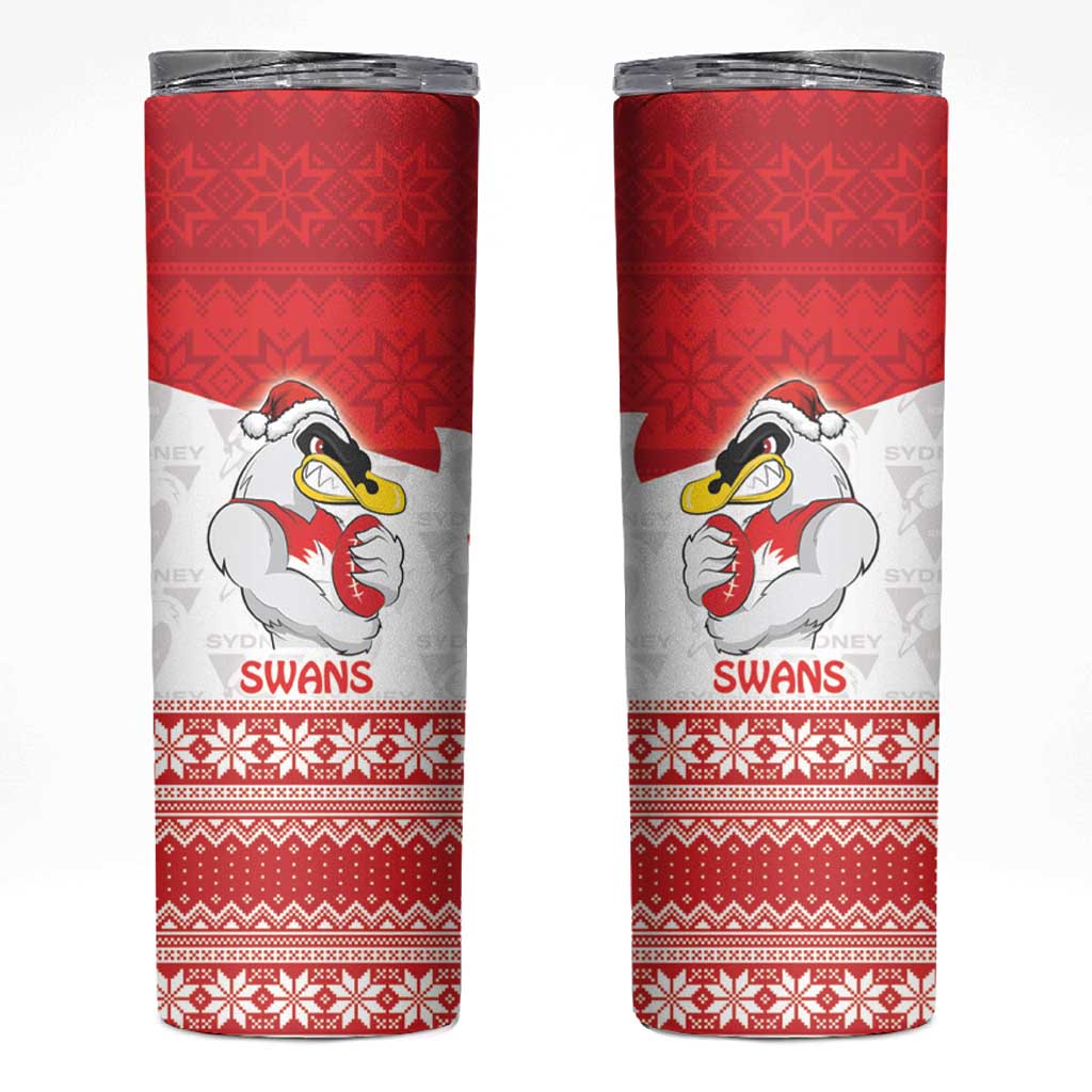 AFL Sydney Christmas Personalised Skinny Tumbler with Swans Mascot Simple Style