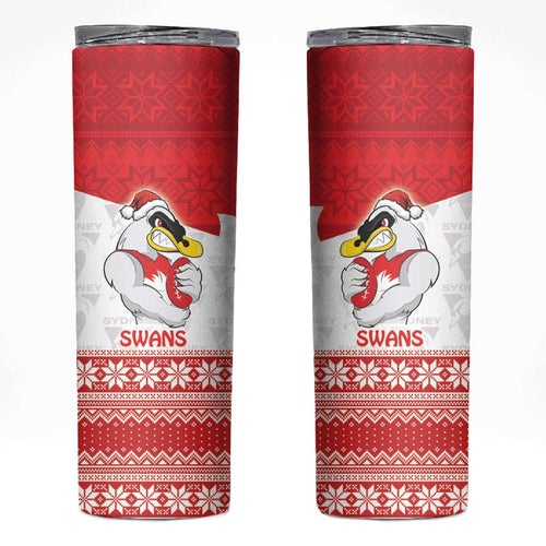 AFL Sydney Christmas Personalised Skinny Tumbler with Swans Mascot Simple Style