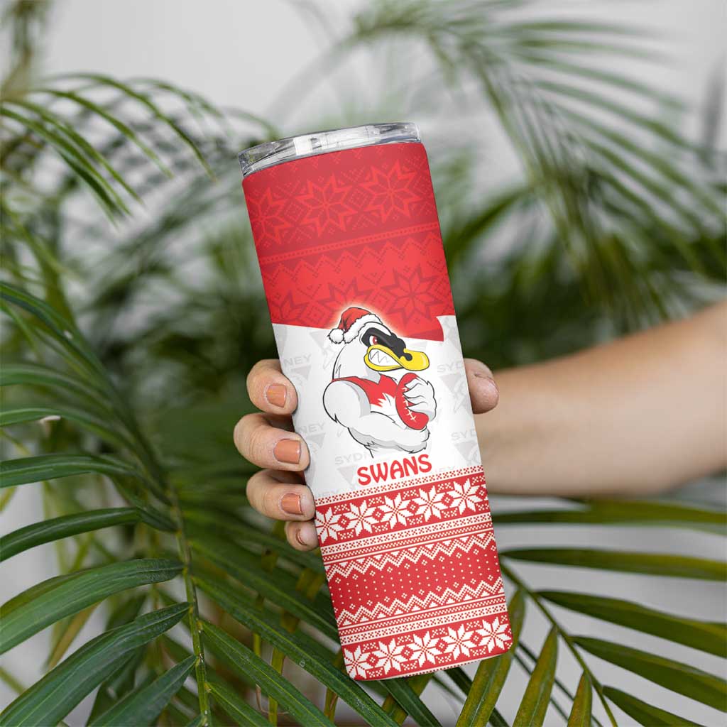 AFL Sydney Christmas Personalised Skinny Tumbler with Swans Mascot Simple Style