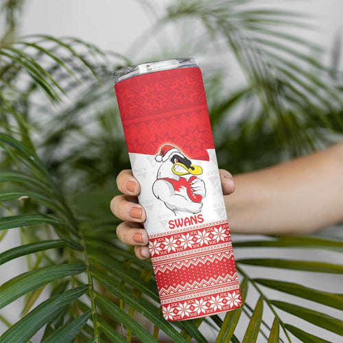 AFL Sydney Christmas Personalised Skinny Tumbler with Swans Mascot Simple Style
