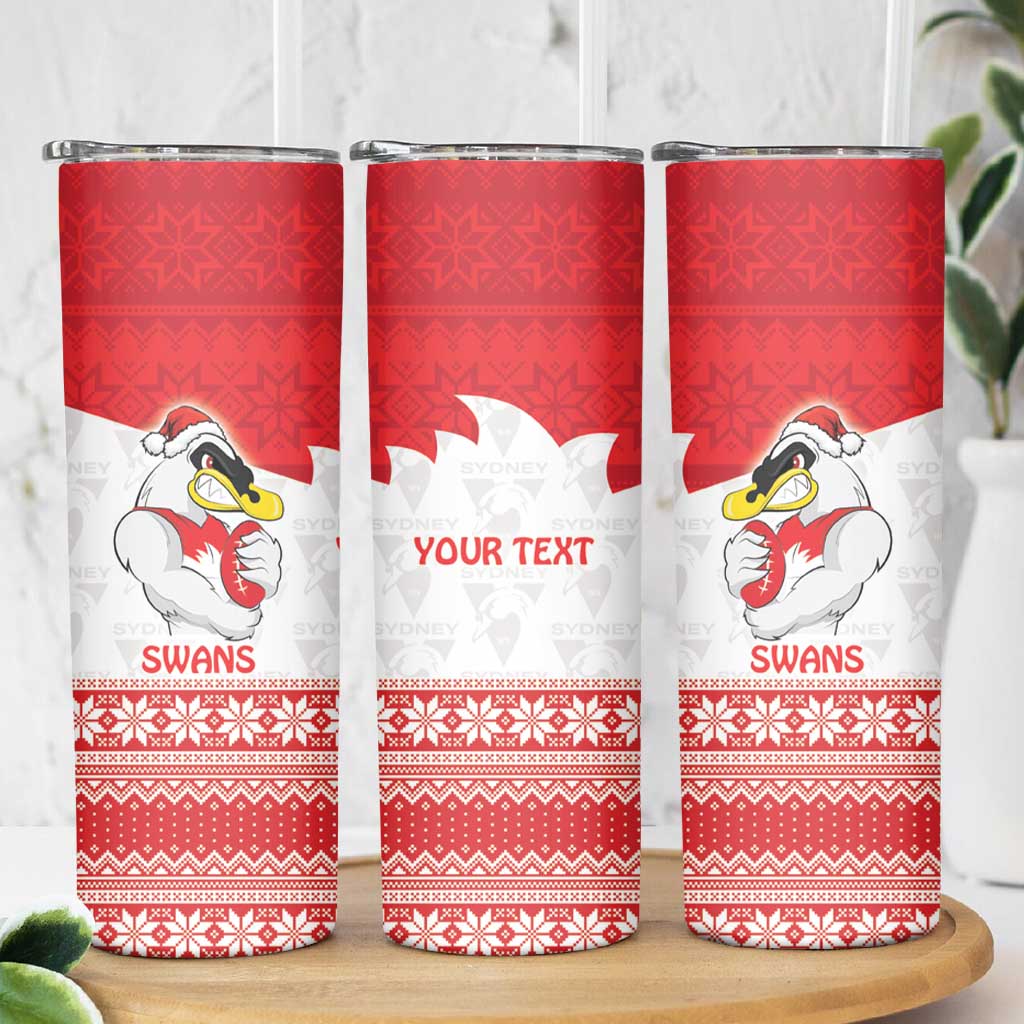 AFL Sydney Christmas Personalised Skinny Tumbler with Swans Mascot Simple Style