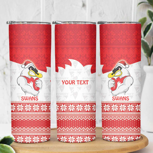 AFL Sydney Christmas Personalised Skinny Tumbler with Swans Mascot Simple Style