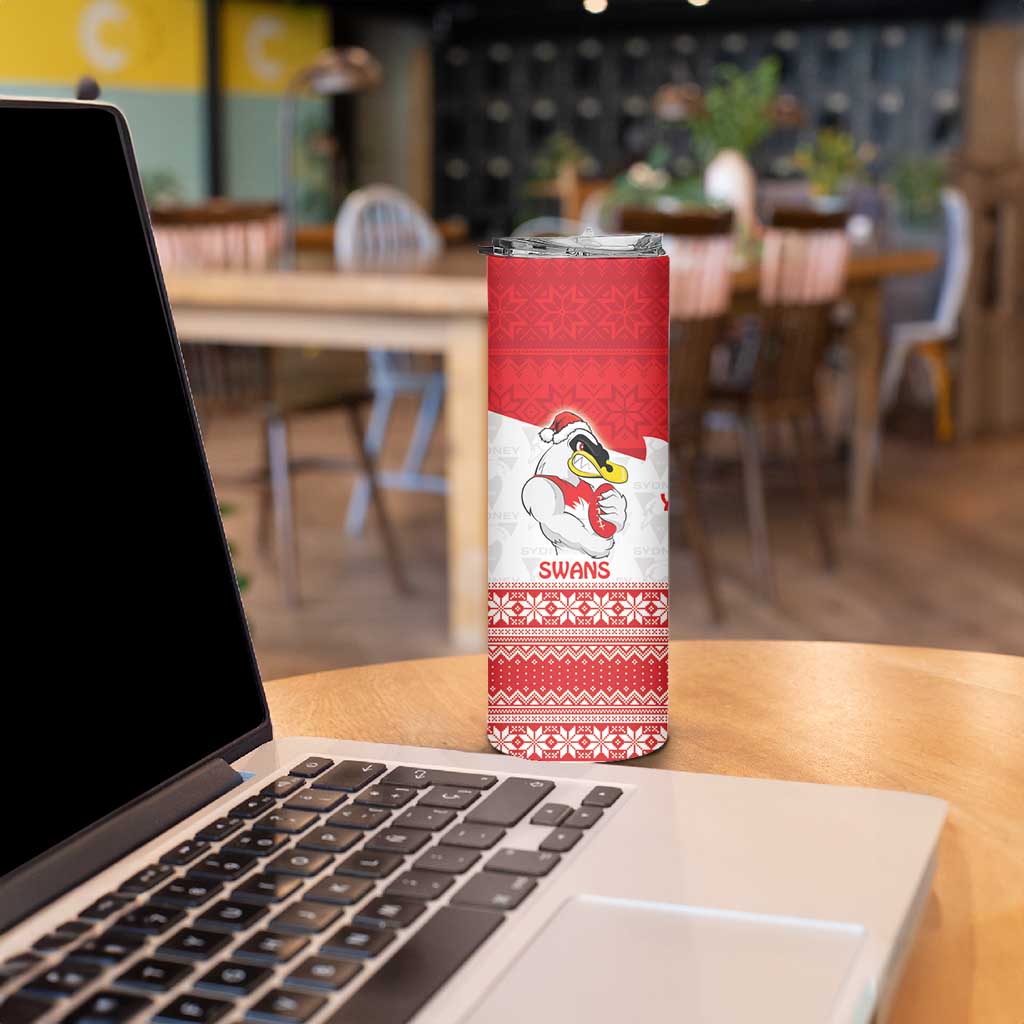 AFL Sydney Christmas Personalised Skinny Tumbler with Swans Mascot Simple Style
