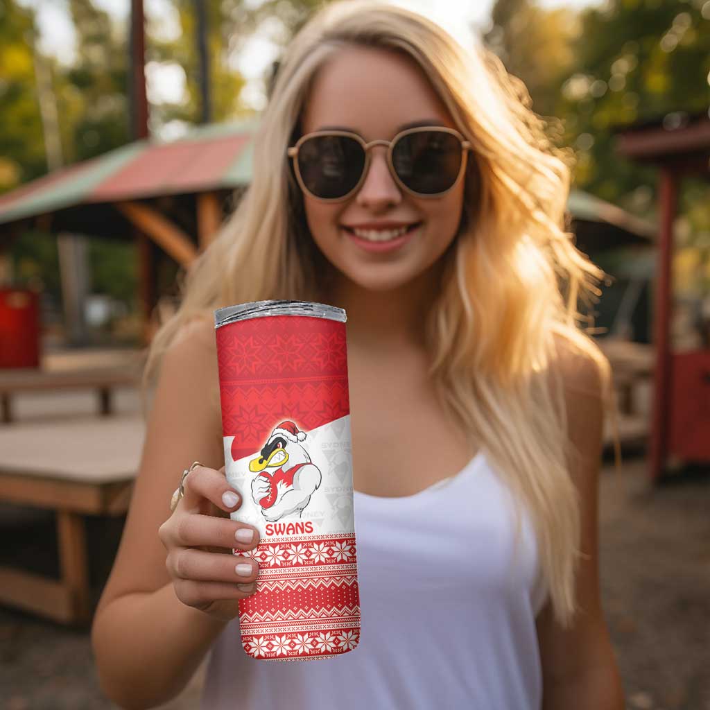 AFL Sydney Christmas Personalised Skinny Tumbler with Swans Mascot Simple Style
