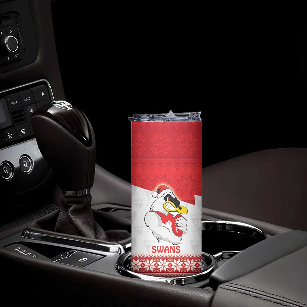 AFL Sydney Christmas Personalised Skinny Tumbler with Swans Mascot Simple Style
