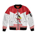 AFL Sydney Christmas Personalised Sleeve Zip Bomber Jacket with Swans Mascot Simple Style