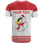 AFL Sydney Christmas Personalised T Shirt with Swans Mascot Simple Style