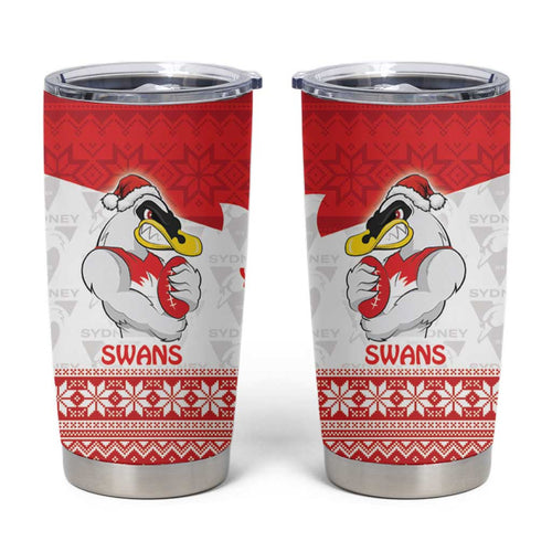 AFL Sydney Christmas Personalised Tumbler Cup with Swans Mascot Simple Style