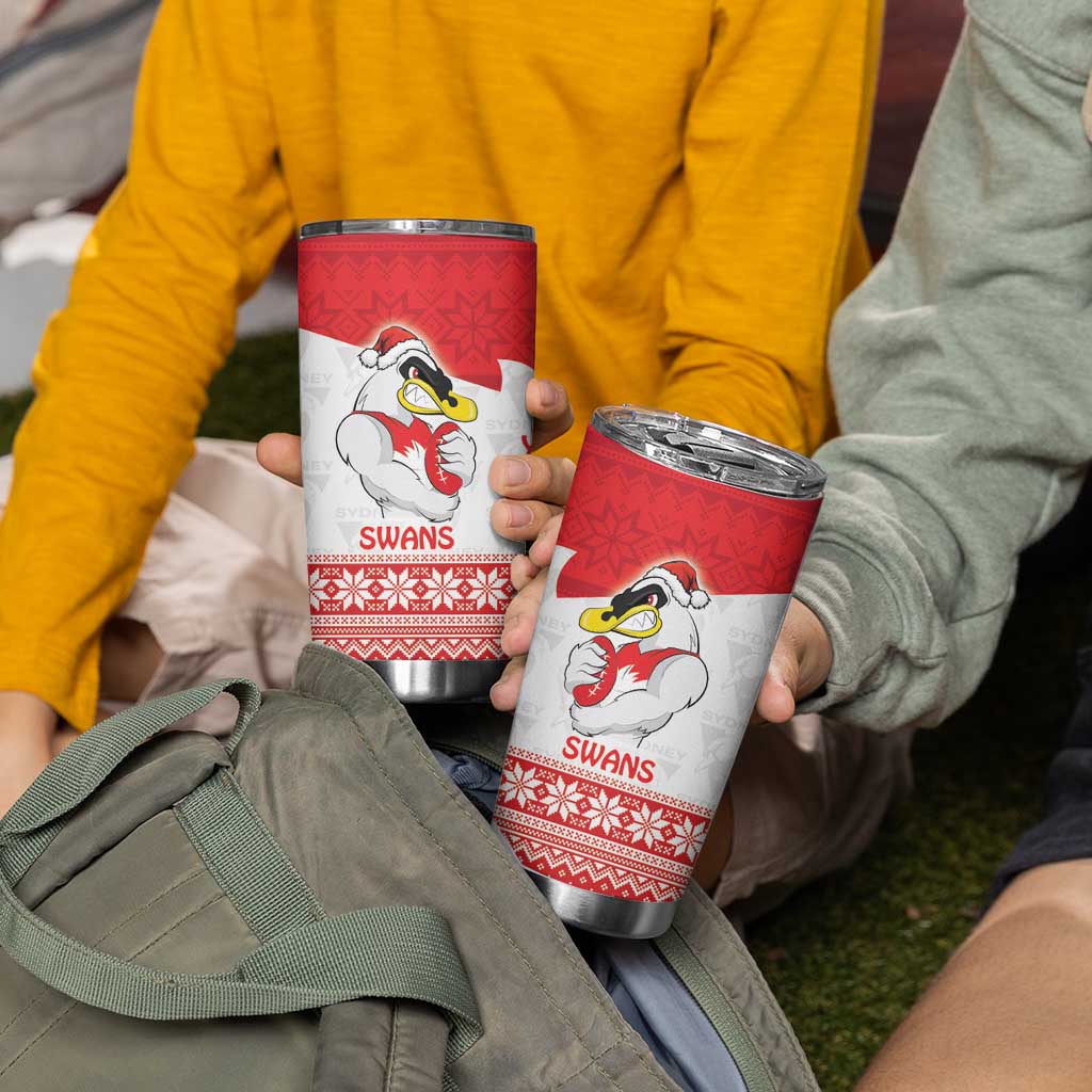 AFL Sydney Christmas Personalised Tumbler Cup with Swans Mascot Simple Style