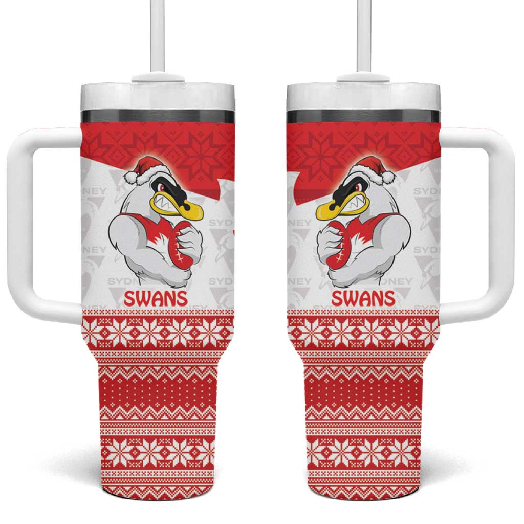 AFL Sydney Christmas Personalised Tumbler With Handle with Swans Mascot Simple Style