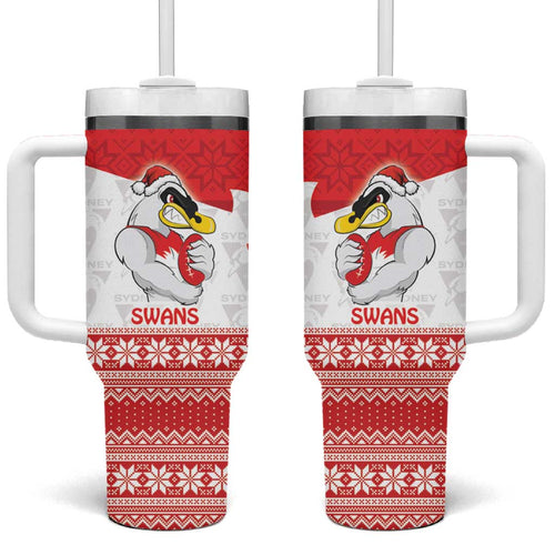 AFL Sydney Christmas Personalised Tumbler With Handle with Swans Mascot Simple Style