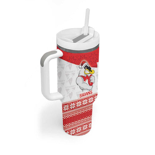 AFL Sydney Christmas Personalised Tumbler With Handle with Swans Mascot Simple Style