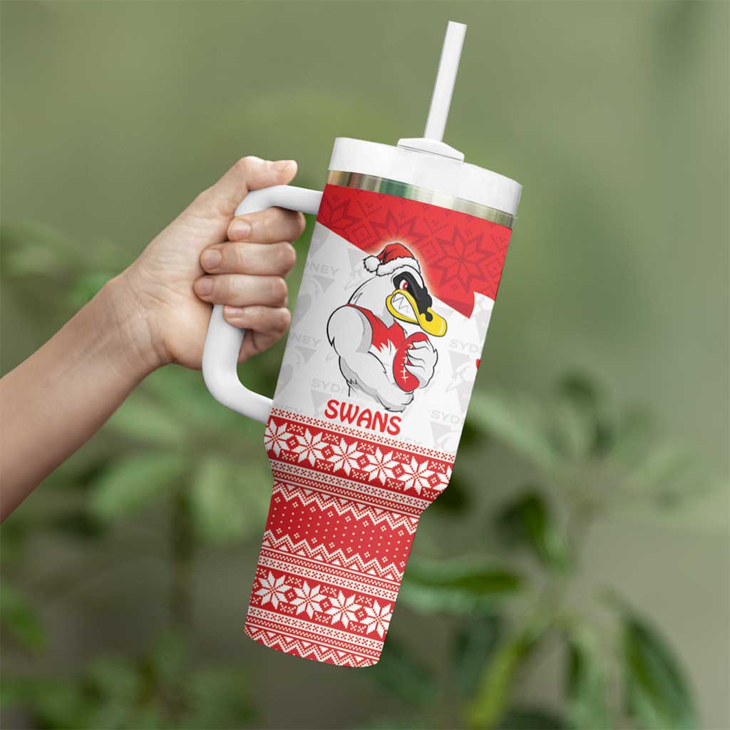AFL Sydney Christmas Personalised Tumbler With Handle with Swans Mascot Simple Style
