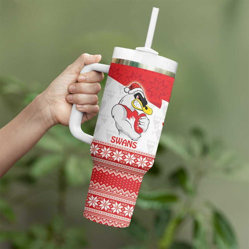 AFL Sydney Christmas Personalised Tumbler With Handle with Swans Mascot Simple Style