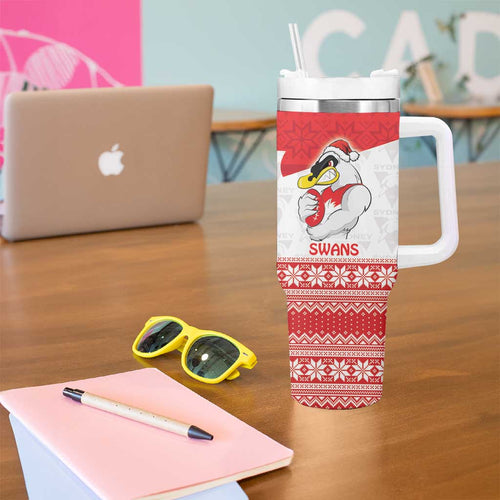 AFL Sydney Christmas Personalised Tumbler With Handle with Swans Mascot Simple Style