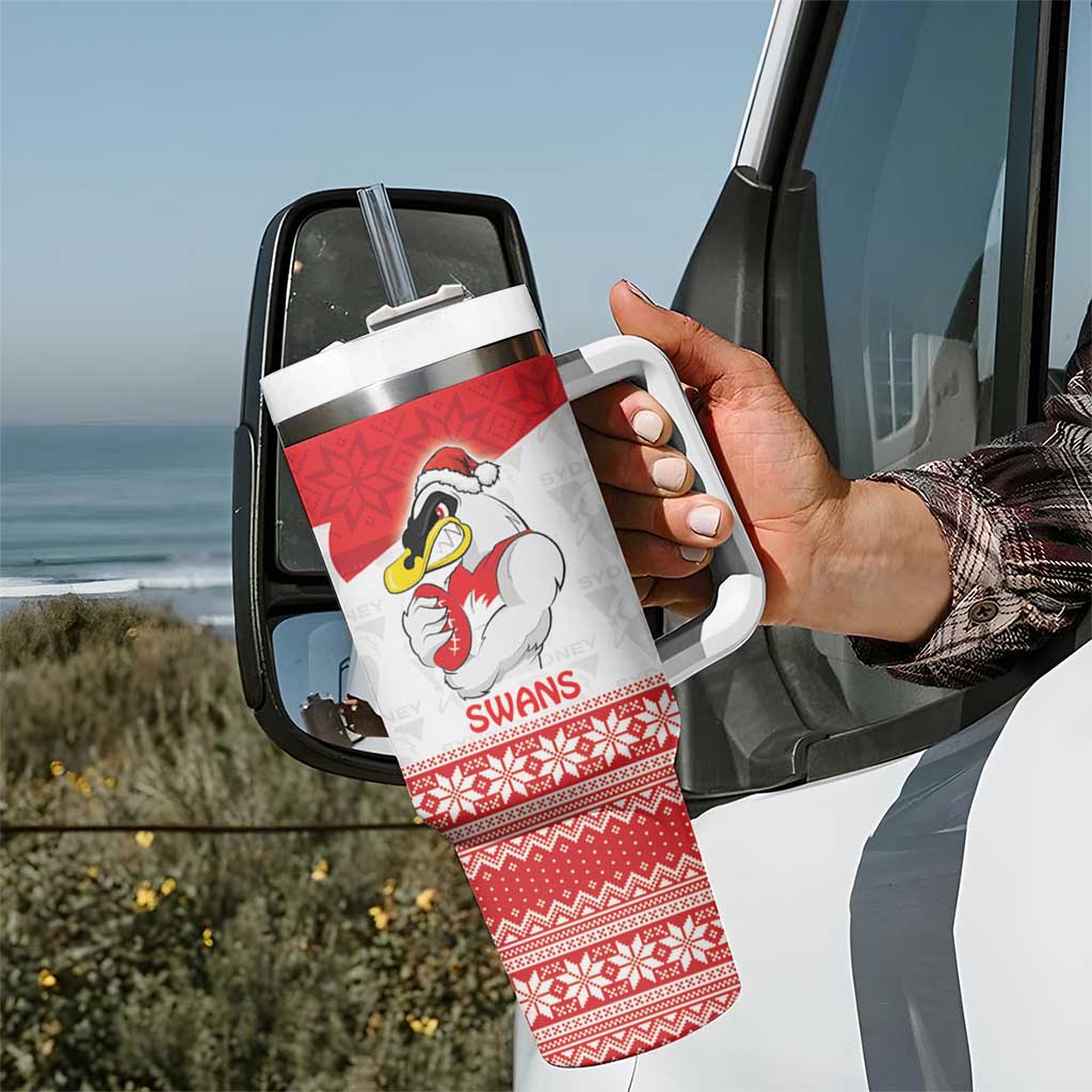 AFL Sydney Christmas Personalised Tumbler With Handle with Swans Mascot Simple Style