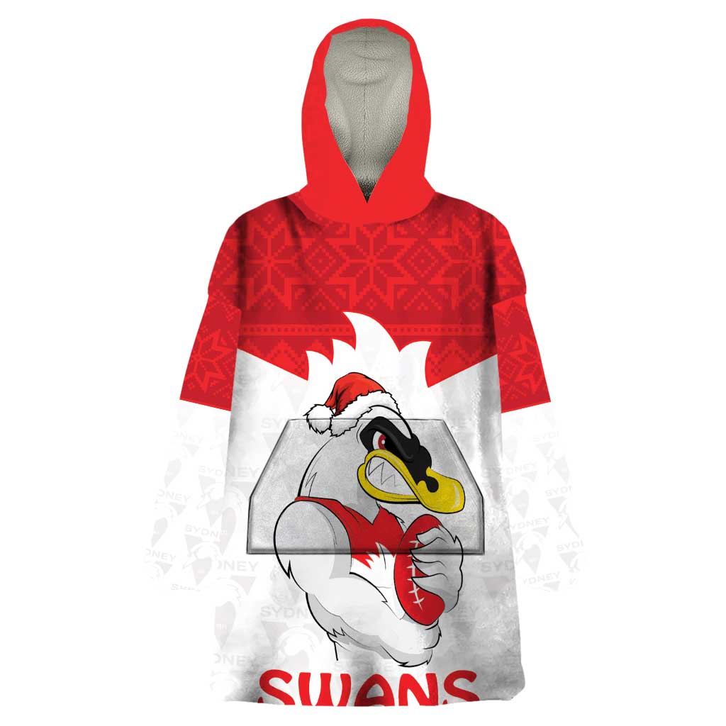 AFL Sydney Christmas Personalised Wearable Blanket Hoodie with Swans Mascot Simple Style