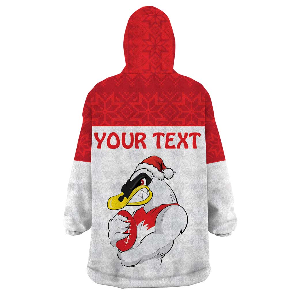 AFL Sydney Christmas Personalised Wearable Blanket Hoodie with Swans Mascot Simple Style