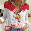 AFL Sydney Christmas Personalised Women Casual Shirt with Swans Mascot Simple Style