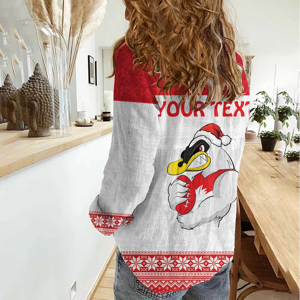 AFL Sydney Christmas Personalised Women Casual Shirt with Swans Mascot Simple Style