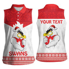 AFL Sydney Christmas Personalised Women Sleeveless Polo Shirt with Swans Mascot Simple Style