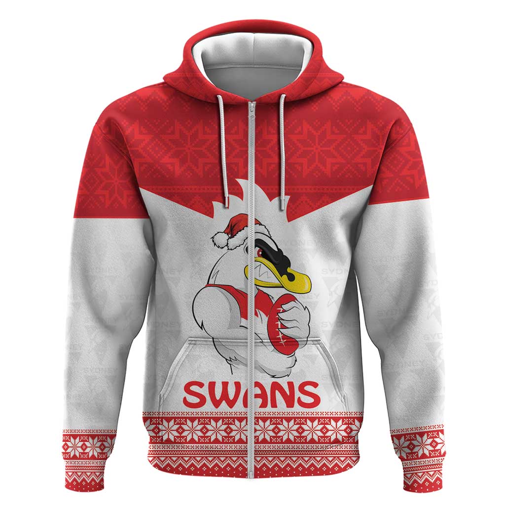 AFL Sydney Christmas Personalised Zip Hoodie with Swans Mascot Simple Style