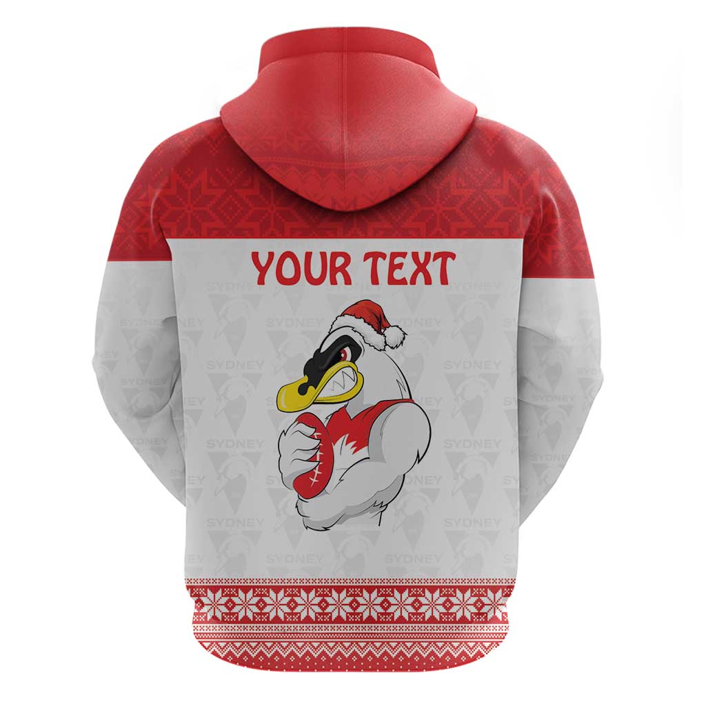 AFL Sydney Christmas Personalised Zip Hoodie with Swans Mascot Simple Style