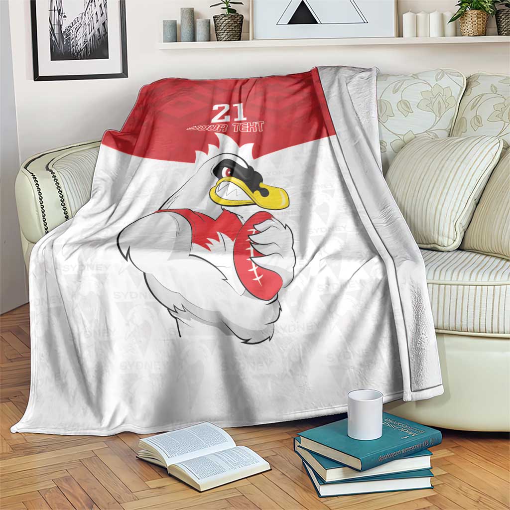 AFL Sydney Custom Blanket with Swans Mascot Simple Style