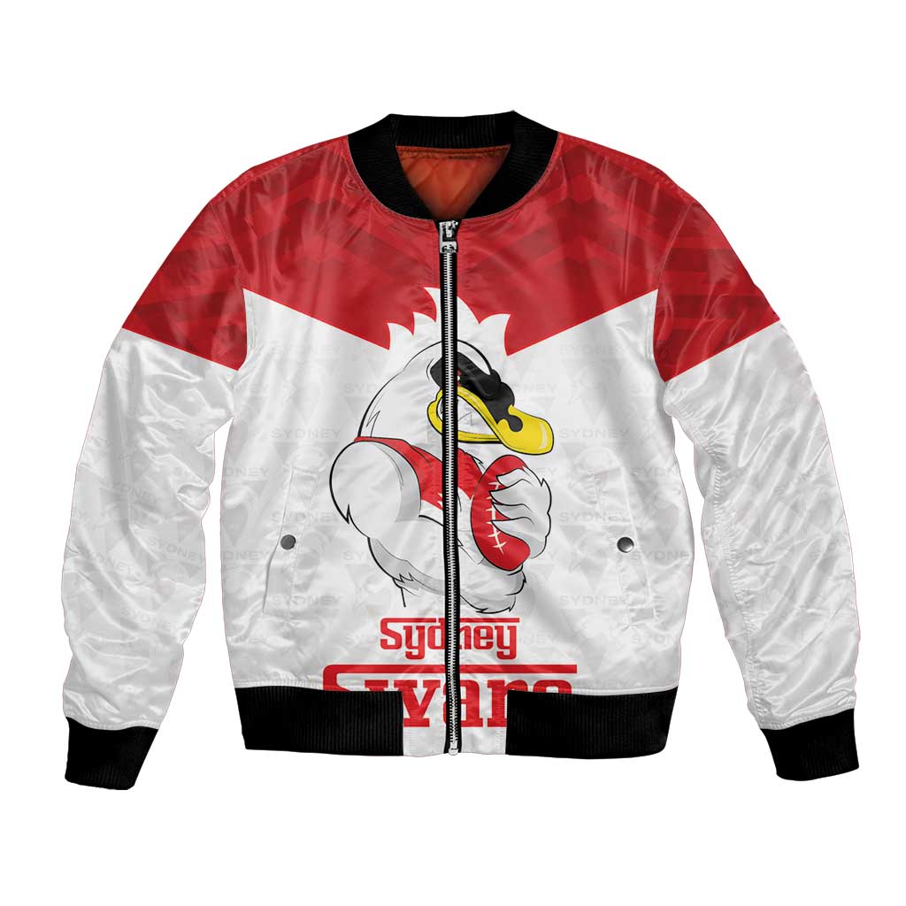 AFL Sydney Custom Bomber Jacket with Swans Mascot Simple Style