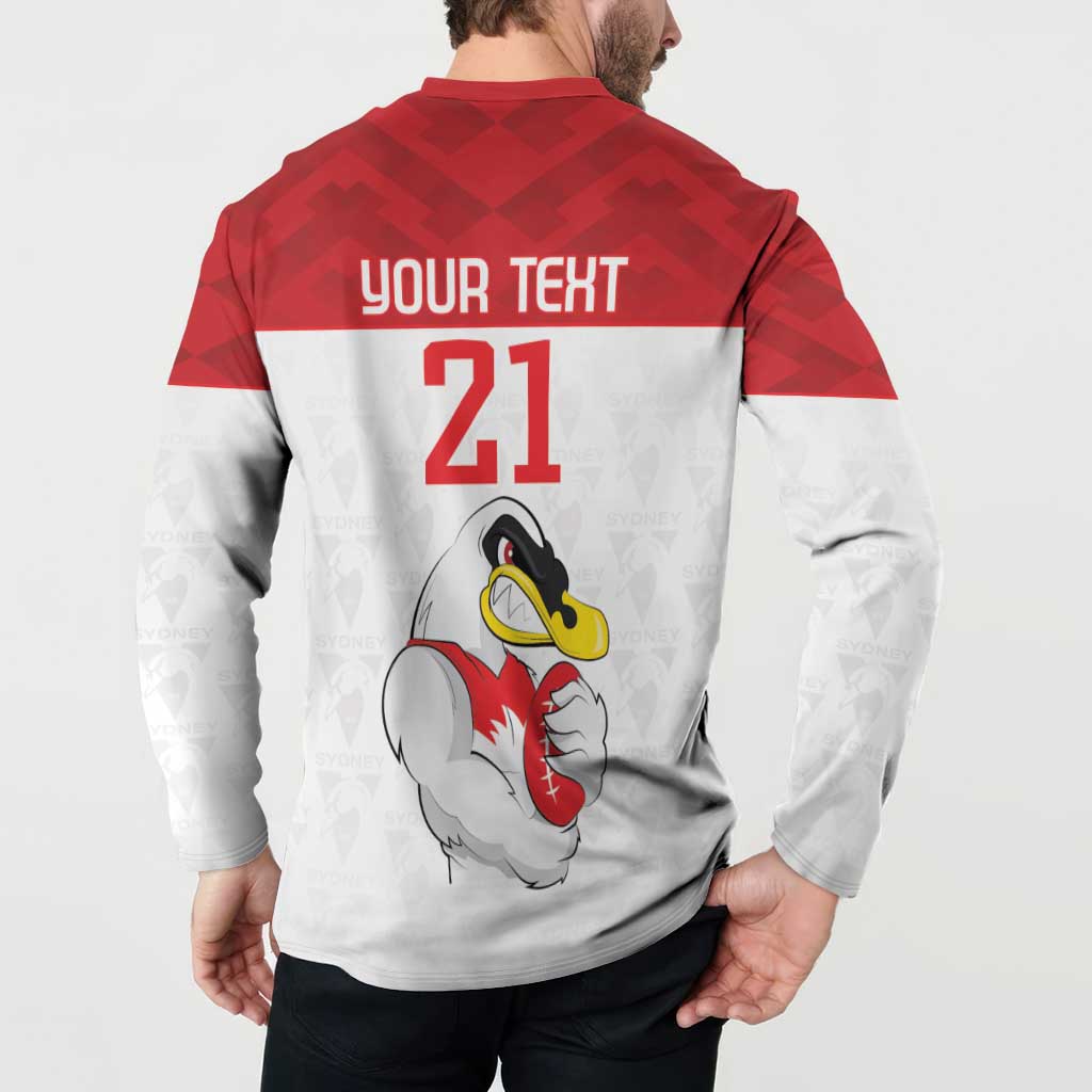 AFL Sydney Custom Button Sweatshirt with Swans Mascot Simple Style
